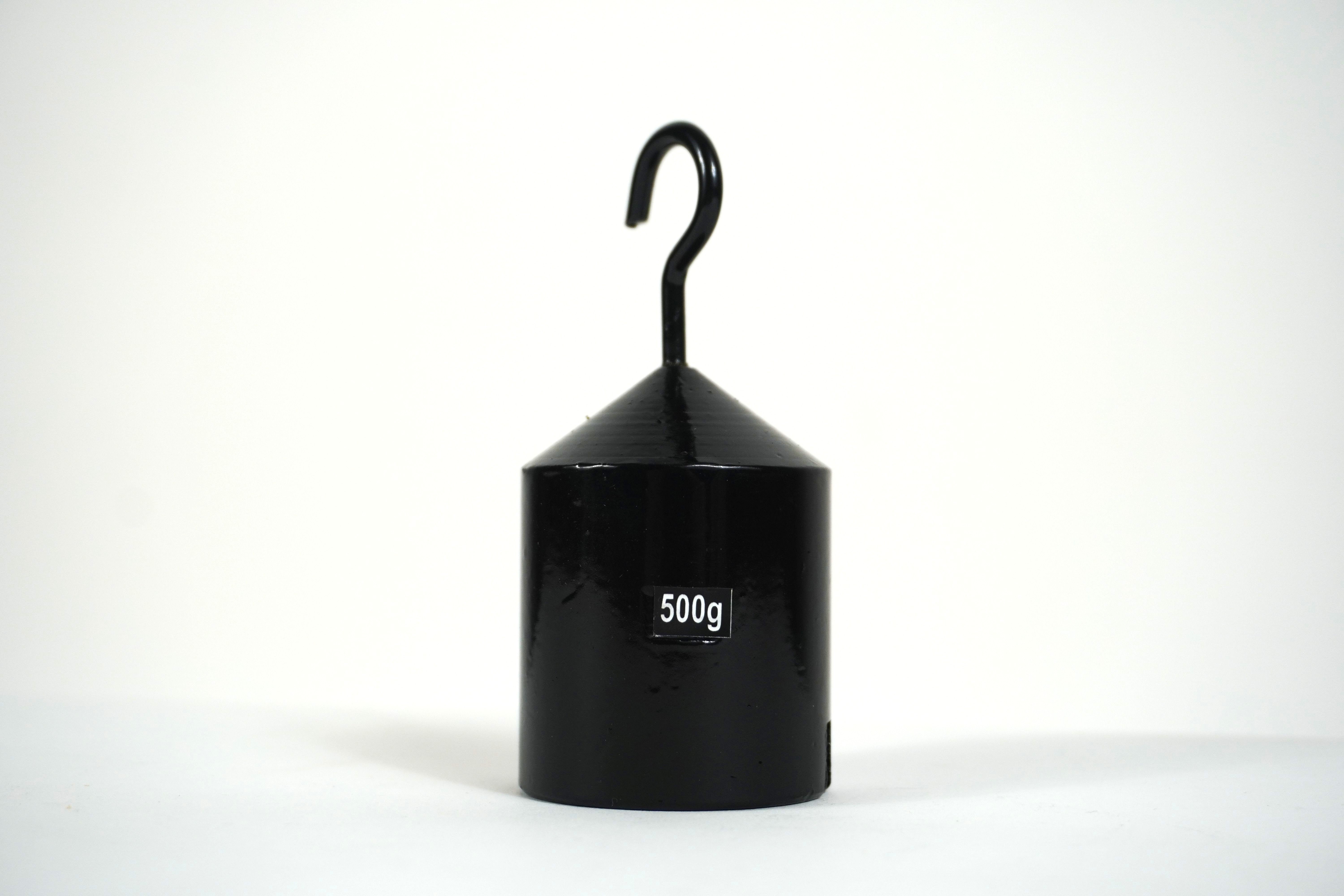 500g weight with hook EISCO Double Hooked Stainless Steel 500 Grams (1.10 Lbs.) Industrial & Scientific which is made of brass and includes one 50 g ASTM Class 7 Weights and