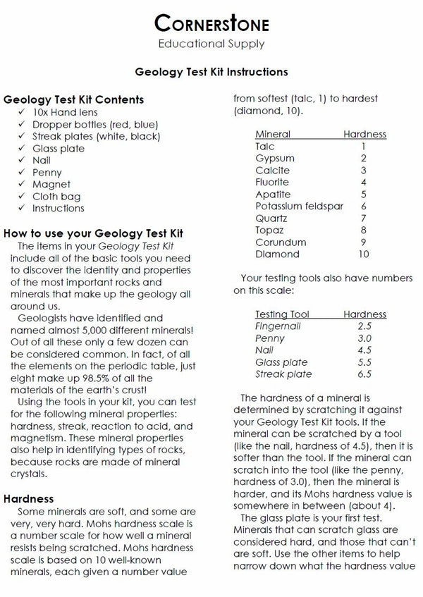 Geology Testing Kit